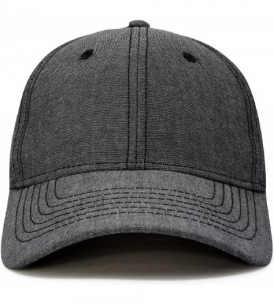 Baseball Caps Premium Baseball Cap Structured Dad Hat Low Crown Chambray - Black - CZ12N9NMUZV $10.38