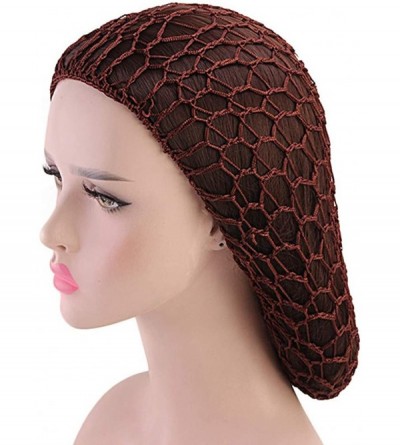 Skullies & Beanies Women Soft Rayon Snood Hat Hair Net Crocheted Hair Net Cap Mix Colors Dropshipping - Fw-12-coffee - CZ18S4...