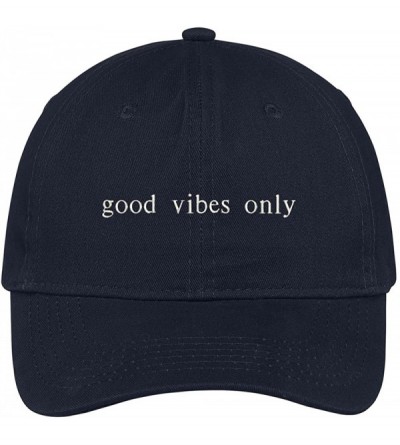Baseball Caps Good Vibes Only Embroidered 100% Cotton Adjustable Cap - Navy - CE12IZKJDAP $15.54