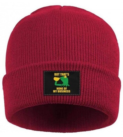 Skullies & Beanies Mens Womens Warm Solid Color Daily Knit Cap Funny-Green-Frog-Sipping-Tea Headwear - Red-7 - CF18NHWZXZ6 $1...