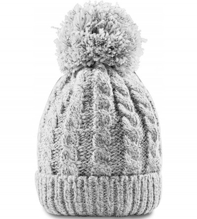 Skullies & Beanies Women's Winter Beanie Warm Fleece Lining - Thick Slouchy Cable Knit Skull Hat Ski Cap - Grey - CP1203YG49F...