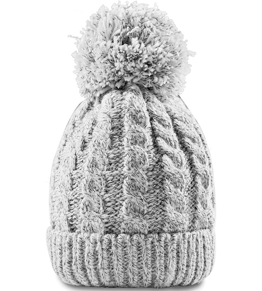 Skullies & Beanies Women's Winter Beanie Warm Fleece Lining - Thick Slouchy Cable Knit Skull Hat Ski Cap - Grey - CP1203YG49F...
