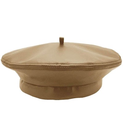 Berets Winner Caps Unisex Cowhide Leather Beret Made in USA - Tan - CL18QA9GRG0 $20.58