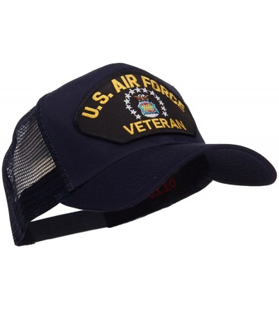 Baseball Caps US Air Force Veteran Military Patched Mesh Cap - Navy - CV124YMFUCJ $21.73