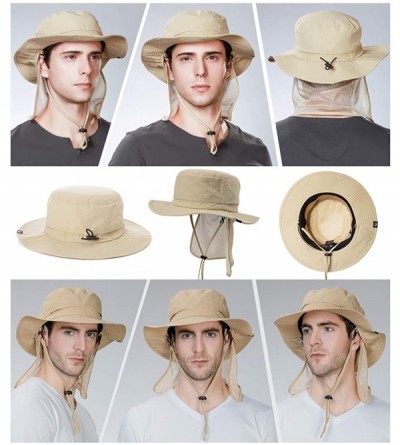 Sun Hats Packable Mens Safari SPF 50+ Fishing Bonnie Bush Sun Hat Bucket for Large Head Women 56-60cm - Beige_89025 - CO18NA4...