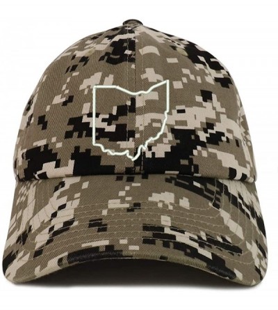 Baseball Caps Ohio State Outline State Embroidered Cotton Dad Hat - Beige Digital Camo - CD18TUH9IYN $13.80