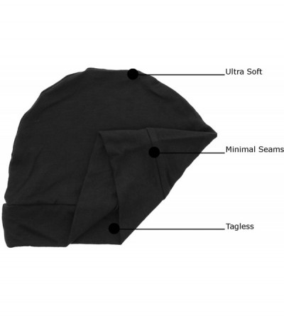 Skullies & Beanies Womens Soft Sleep Cap Comfy Cancer Hat with Rhinestone Swirly Chain Applique - Black - CT17Y0Q49GU $16.21