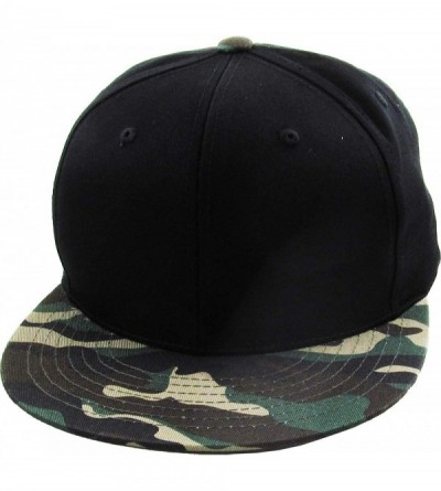 Baseball Caps Classic Snapback Hat Blank Cap - Cotton & Wool Blend Flat Visor - (1.5) Black Camouflage - CB11JEEEERZ $14.46