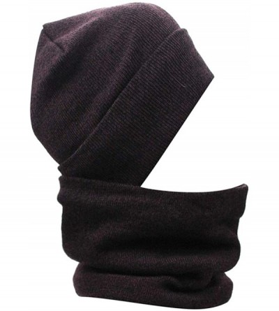 Balaclavas Mens Winter 3 Pieces Set Scarf Skull Beanie Hat Cap Touch Screen Gloves Mittens - Wine - CO18M3ROKK5 $14.95