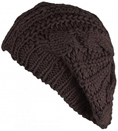 Skullies & Beanies Women's Girl Winter Warm Beret Braided Beanie Crochet Knitted Hat Cap - Brown - CD1852CHMY8 $12.83