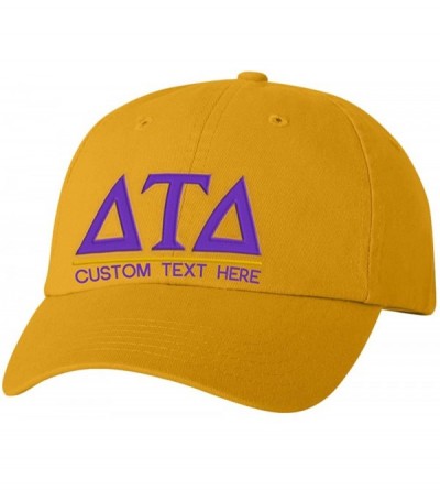 Skullies & Beanies Personalized Delta Tau Delta DTD Greek Line Hat - Gold - CP18C50UUD0 $33.14