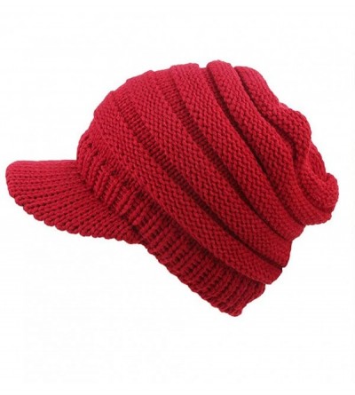 Skullies & Beanies Fashion Knitted Hat Ponytail - Wine Red - CB18HSSC9IU $26.15
