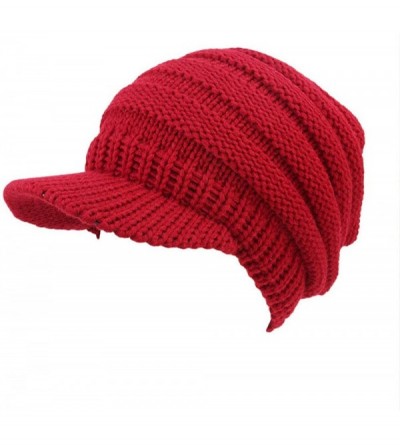 Skullies & Beanies Fashion Knitted Hat Ponytail - Wine Red - CB18HSSC9IU $14.86