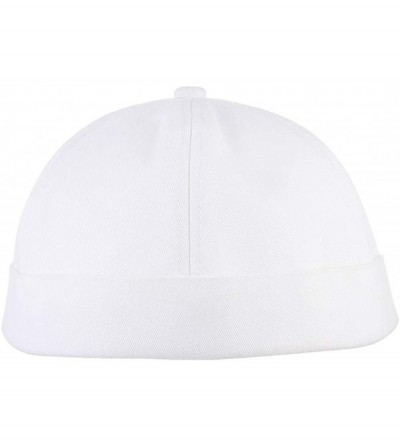 Skullies & Beanies Unisex Cotton Skull Cap Solid Plaid Adjustable Letter Rolled Cuff Beanie Hat - White 2 - CK18O97X2OG $10.39