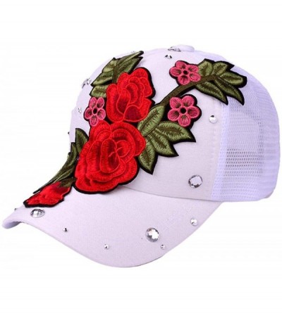 Bucket Hats Women Men Adjustable Letter Flower with Lace Rhinestone Denim Baseball Mesh Cap Hat - Q - C018R6Q4M0U $16.66
