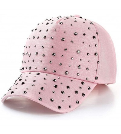 Baseball Caps Summer Rhinestone Baseball Cap for Women-Shiny Bling Sequins Casual Sports Cap-Adjustable Breathable Hat - Pink...