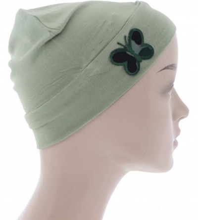 Skullies & Beanies Soft Chemo Cap Cancer Beanie with Green Camo Butterfly - Light Green - C918OYWORQ9 $17.25