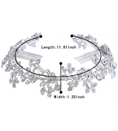 Headbands Women's Clear Crystal Flower Leaf Vine Wedding Bridal Hair Accessory Headband - Silver Tone - C212N1M1I03 $22.92