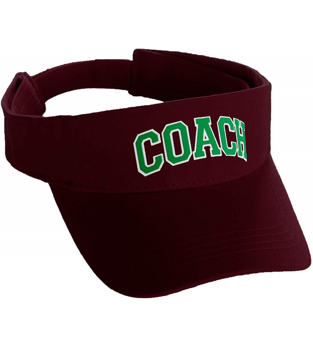 Baseball Caps Classic Sport Team Coach Arched Letters Sun Visor Hat Cap Adjustable Back - Burgundy Hat White Green Letters - ...