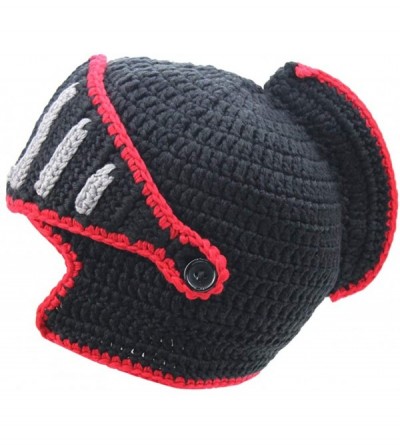 Skullies & Beanies Mens Winter Crochet Knight Skull Slouchy Ski Beanie Removable Face Mask Cap Hat - Black - CR18KA2KU52 $9.76