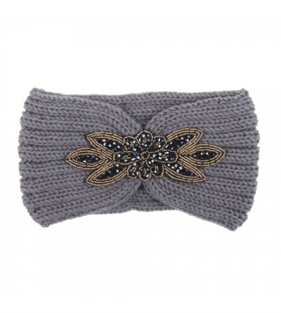 Cold Weather Headbands Women's Stylish Bohemian Hexagon Winter Warm Knitted Headband Hair Accessories (Gray) - Gray - CU18M6I...