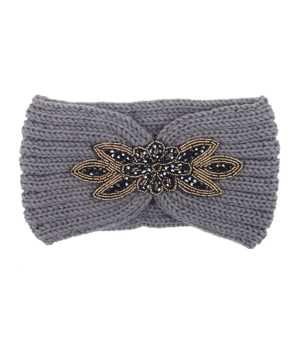 Cold Weather Headbands Women's Stylish Bohemian Hexagon Winter Warm Knitted Headband Hair Accessories (Gray) - Gray - CU18M6I...