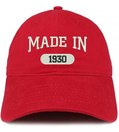 Baseball Caps Made in 1930 Embroidered 90th Birthday Brushed Cotton Cap - Red - CI18C9C6835 $15.24