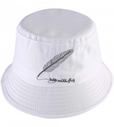 Bucket Hats Unisex Fashion Unique Word Embroidered Bucket Hat Summer Fisherman Cap for Men Women Teens - White Feather - C718...