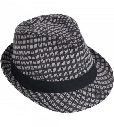 Fedoras Men/Women's Summer 2 Tone Colored Trilby Straw Fedora Hat - Black - CW1843RU7QN $29.45
