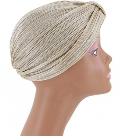 Skullies & Beanies Women Tie-Dye Headband Hat Cotton Softening Chemotherapy Cap Sleeping Cap Hair Loss Headwrap - Pleated Bei...