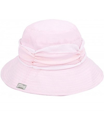 Bucket Hats Womens Summer Veil Wide Brim Hats Chiffon Foldable Bucket Hat UPF 50+ - Pink - CH12I2P9Y4J $15.31