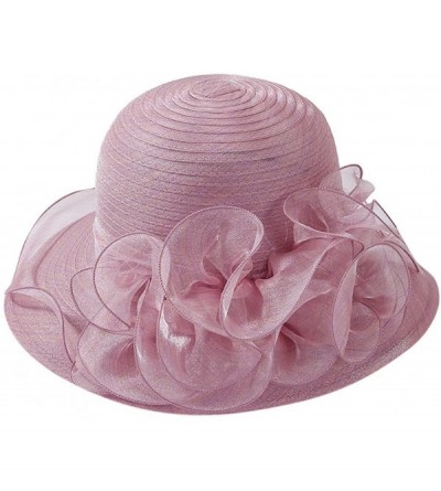 Skullies & Beanies Kentucky Derby Hat- Women's Organza Church Kentucky Derby Fascinator Bridal Tea Party Wedding Hat - Pink1 ...