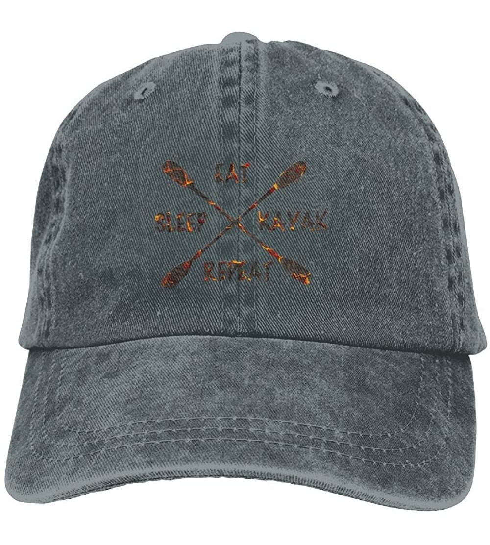 Baseball Caps Eat Sleep River Kayak Adult Sport Adjustable Baseball Cap Cowboy Hat - Asphalt - CR189ZLKHZC $8.76