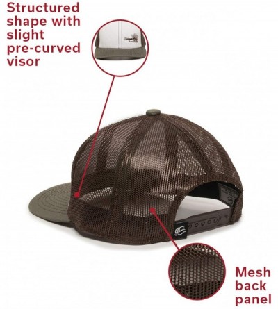 Baseball Caps Fish Lure Trucker Hat - Adjustable Baseball Cap w/Plastic Snapback Closure - Dry Fly (White W/ Brown Mesh) - C7...
