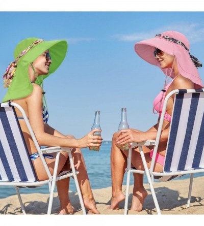 Sun Hats Women Wide Brim Adjustable UPF 50+ Sun Hat Safari with Floral Ribbon for Beach Hiking Camping Fishing Gardening - CQ...