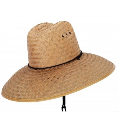 Sun Hats Palm Straw Braid Lifeguard Double Hump Crown Large Brim Sun Hat - Natural - CQ196XEA0OA $23.76