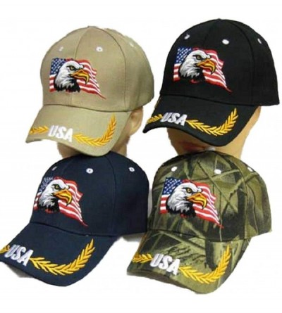 Skullies & Beanies Waving USA American Bald Eagle Branches Camouflage Camo Embroidered Cap Hat 676 - CB1803HQ76Z $13.20