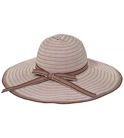 Sun Hats Striped Ribbon Crusher Travel Hat with 5 inch Brim - HS360 - Brown - C6112UAHBQF $10.68