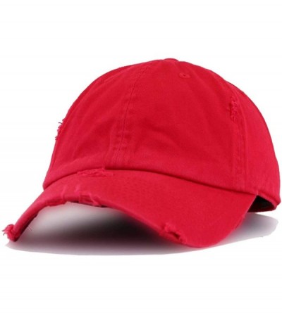Baseball Caps Good Vibes Only Vintage Baseball Cap Embroidered Cotton Adjustable Distressed Dad Hat - Red - C718AINNOSI $14.50