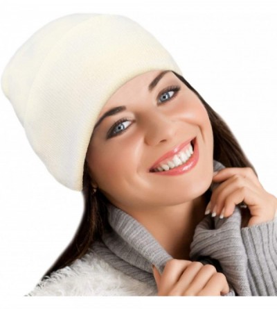 Skullies & Beanies Merino Wool Beanie Hat -Soft Winter and Activewear Watch Cap - Ivory - CT18HE44X4D $11.69
