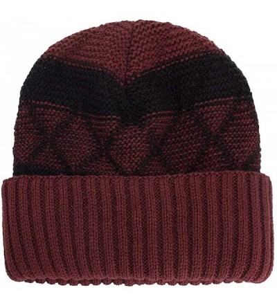 Skullies & Beanies Warm Oversized Chunky Soft Oversized Cable Knit Slouchy Beanie Winter Warm Knit Hat Skull Cap - Wine 2 - C...