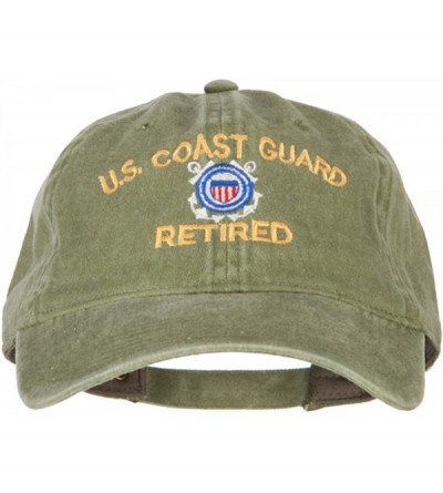 Baseball Caps US Coast Guard Retired Embroidered Washed Cotton Twill Cap - Olive - CX18QW4CMXI $20.67