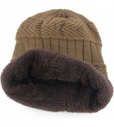 Skullies & Beanies Thick Warm Winter Beanie Hat Soft Stretch Slouchy Skully Knit Cap for Women - A-khaki - CB18HKM8E27 $14.07