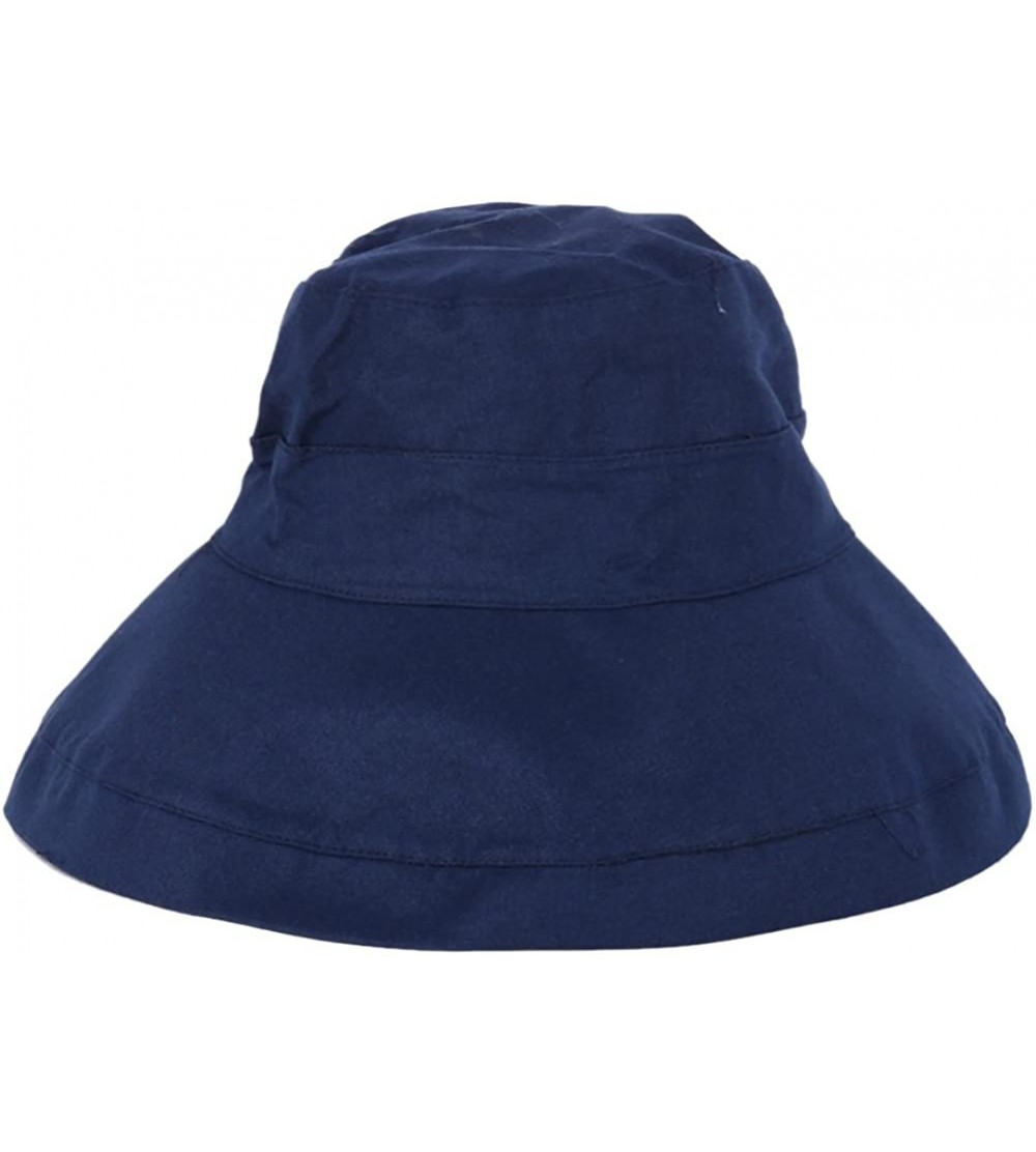 Bucket Hats Women's Cotton Bucket Hat Casual Collapsible Fisherman Cap Sun Hat for Spring and Summer - Navy Blue - C21800L80Y...