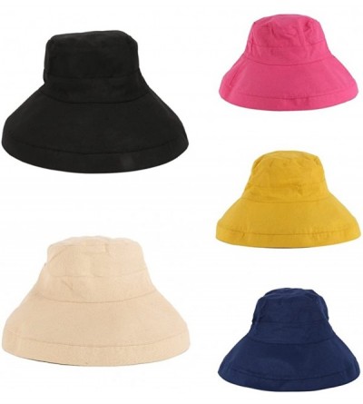 Bucket Hats Women's Cotton Bucket Hat Casual Collapsible Fisherman Cap Sun Hat for Spring and Summer - Navy Blue - C21800L80Y...