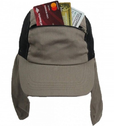 Sun Hats Baseball Cap Ear Flap Pocket Sun Neck Cover Bonnie Visor Camo Hiking Fishing - Khaki - CH18U3GEKXY $24.67