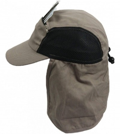 Sun Hats Baseball Cap Ear Flap Pocket Sun Neck Cover Bonnie Visor Camo Hiking Fishing - Khaki - CH18U3GEKXY $9.69