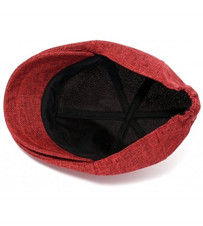 Newsboy Caps Linen-Like Flat Cap Cabbie Hat Gatsby Ivy Irish Stretch Newsboy - Red - CE11DFOW48L $32.04
