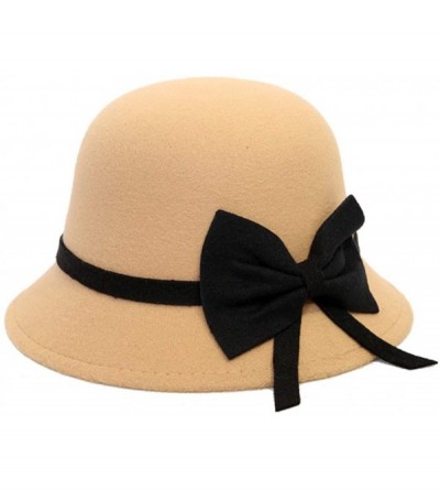 Sun Hats Women's Crushable Wool Felt Outback Hat Panama Hat Wide Brim with Bow Summer Best 2019 New - Khaki - C918QLKQOO3 $8.01