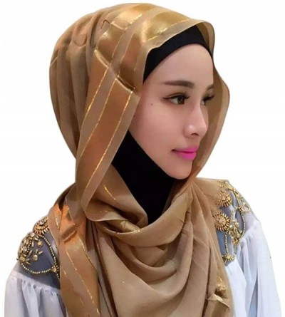 Headbands Muslim Islam Headscarf Hijabs Cap for Women Cotton Hijabs Scarves Cape - Khaki - CG18G4XDL6G $10.90